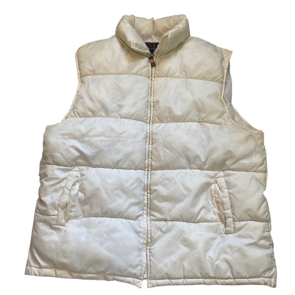 Vintage Noiz Puffer Vest Off White Cream Padded Sleeveless Jacket Mens 2XL